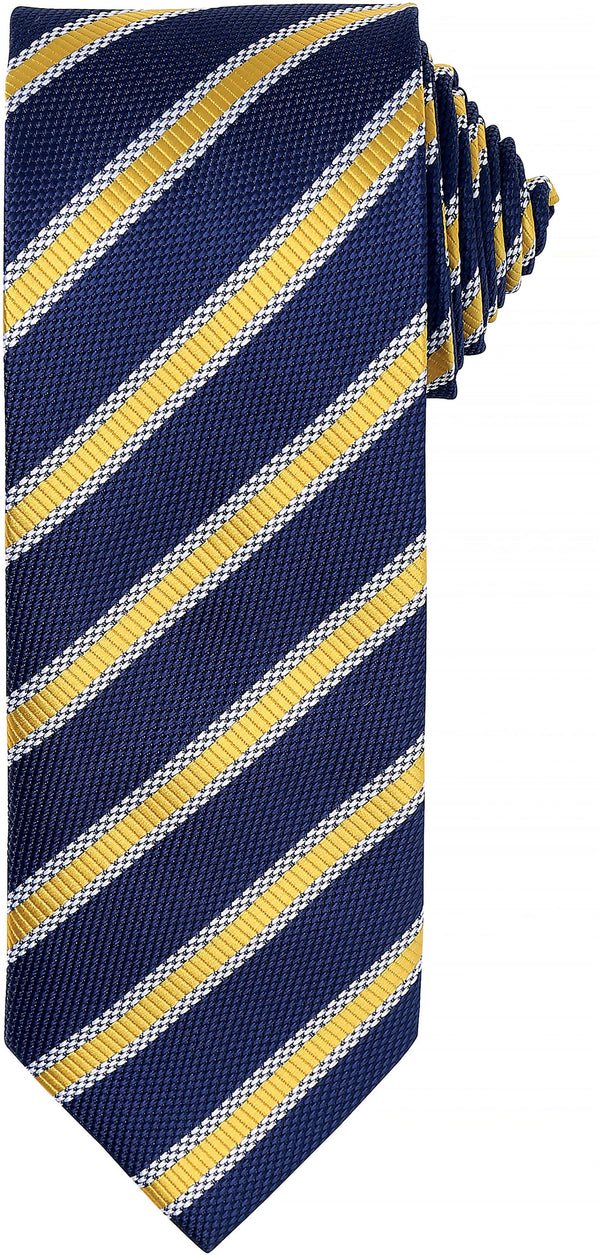 Gravata "Waffle Stripe"-Azul Marinho / Gold-Único-RAG-Tailors-Fardas-e-Uniformes-Vestuario-Pro