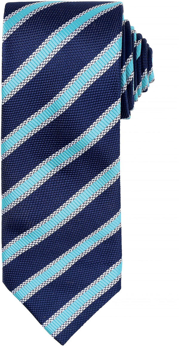 Gravata "Waffle Stripe"-Azul Marinho / Turquoise-Único-RAG-Tailors-Fardas-e-Uniformes-Vestuario-Pro