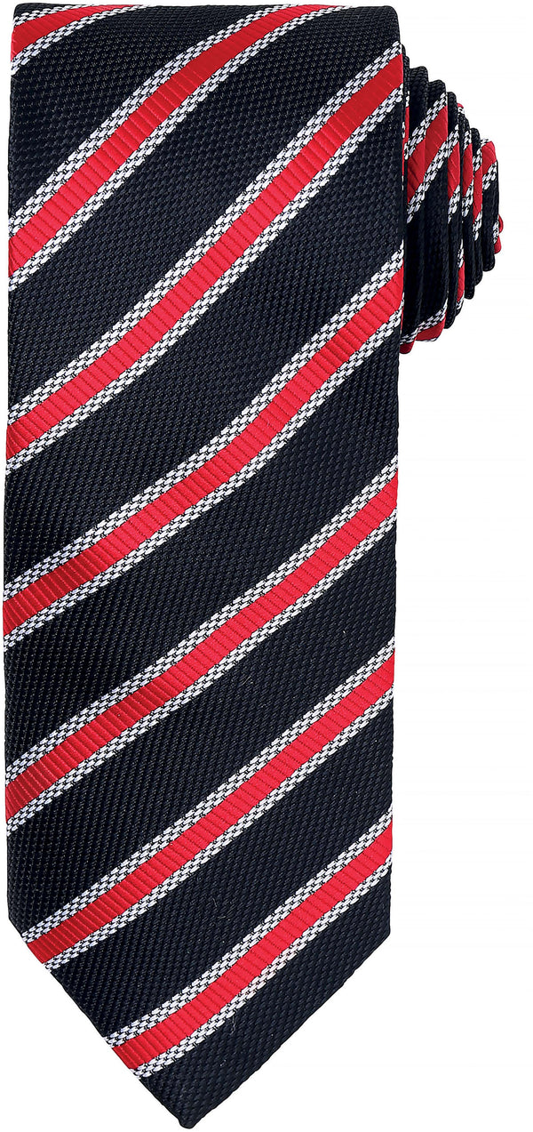 Gravata "Waffle Stripe"-Preto / Vermelho-Único-RAG-Tailors-Fardas-e-Uniformes-Vestuario-Pro