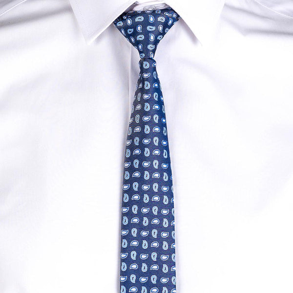 Gravata c\Nó c\Clip Jacquard-Azul-Único-RAG-Tailors-Fardas-e-Uniformes-Vestuario-Pro