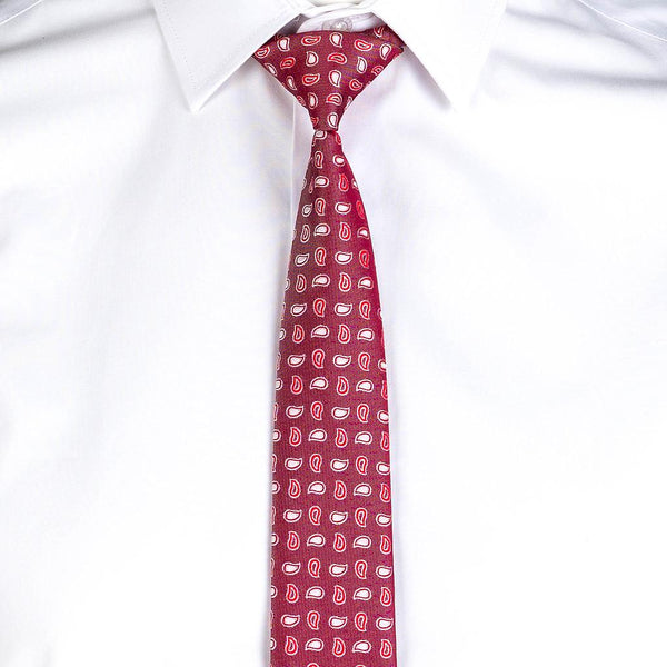 Gravata c\Nó c\Clip Jacquard-Bordo-Único-RAG-Tailors-Fardas-e-Uniformes-Vestuario-Pro