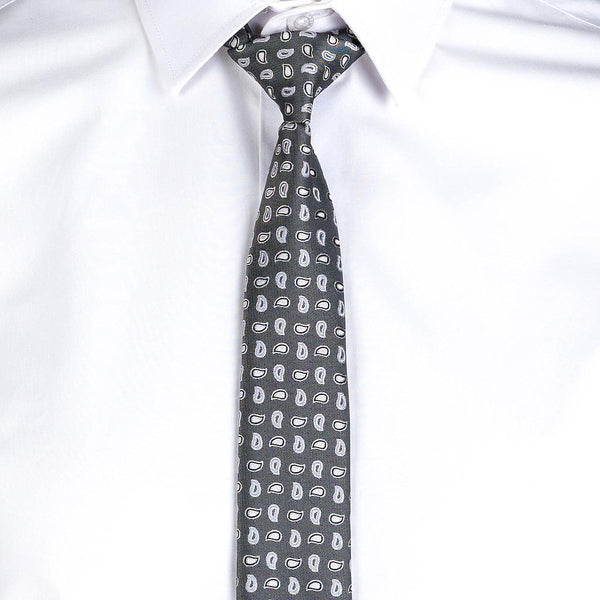Gravata c\Nó c\Clip Jacquard-Cinza-Único-RAG-Tailors-Fardas-e-Uniformes-Vestuario-Pro
