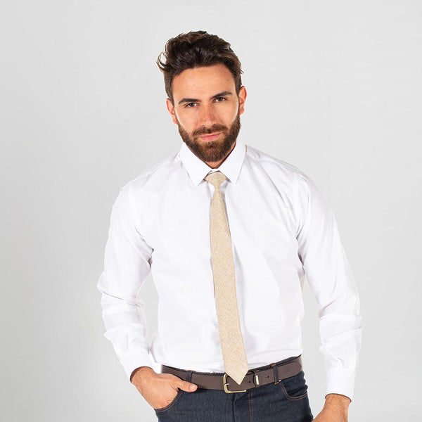 Gravata c\nó textura Serrapilheira-Beje-Único-RAG-Tailors-Fardas-e-Uniformes-Vestuario-Pro