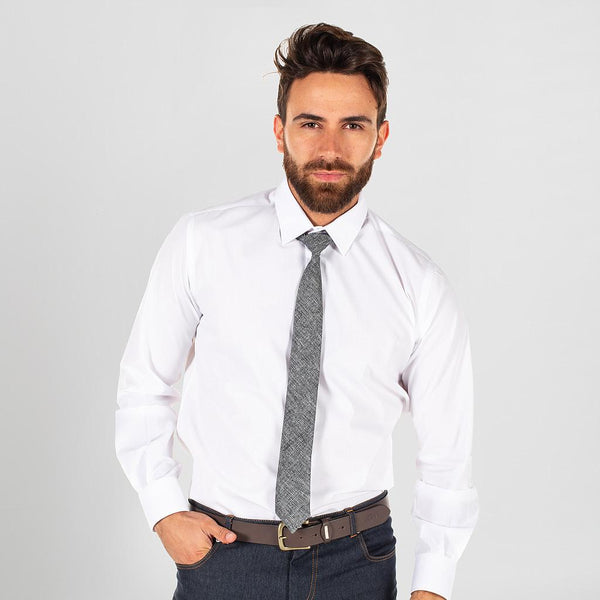 Gravata c\nó textura Serrapilheira-Cinza-Único-RAG-Tailors-Fardas-e-Uniformes-Vestuario-Pro