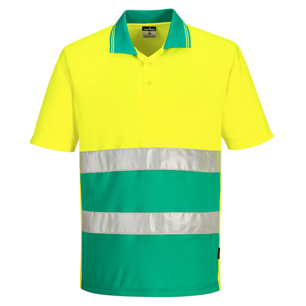 Hi-Vis Camisa Polo de Contraste Leve S/S-Amarelo/Azul-esverdeado-S-RAG-Tailors-Fardas-e-Uniformes-Vestuario-Pro
