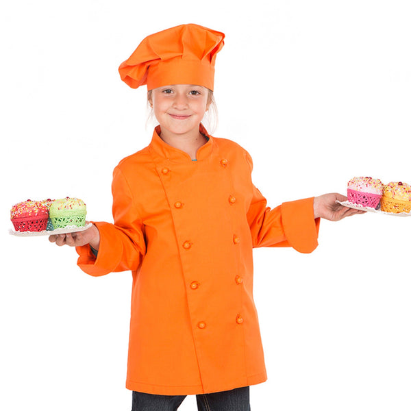 JALECA CHEF CRIANÇA - COLORIDA 4+-Laranja - 116-4-RAG-Tailors-Fardas-e-Uniformes-Vestuario-Pro