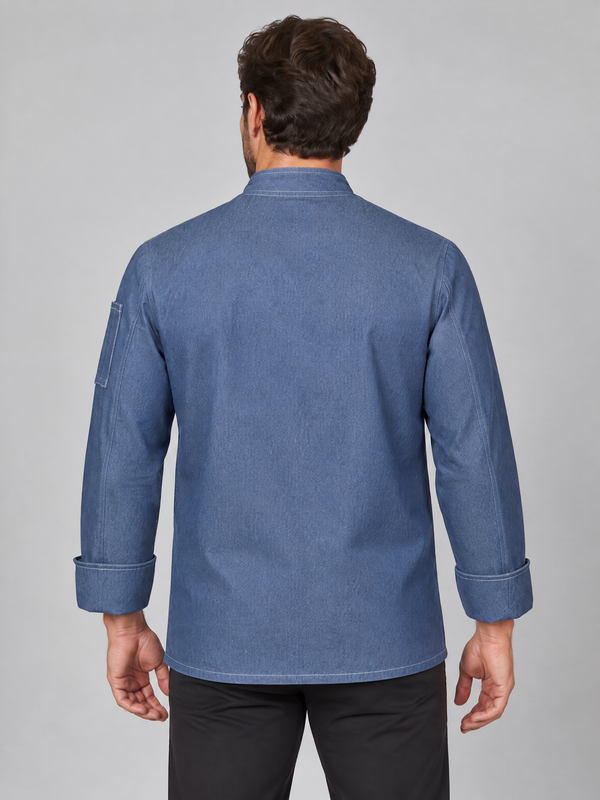 Jaleca Denim com Botões Automáticos-RAG-Tailors-Fardas-e-Uniformes-Vestuario-Pro