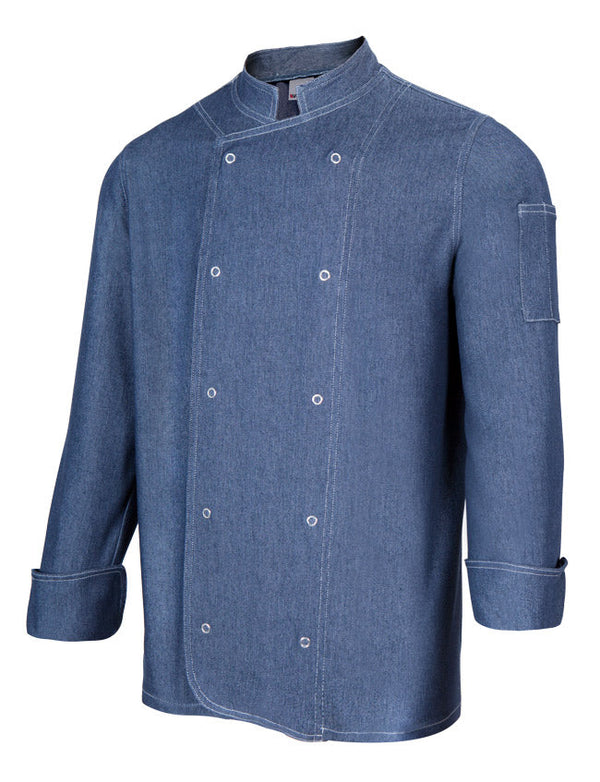 Jaleca Denim com Botões Automáticos-RAG-Tailors-Fardas-e-Uniformes-Vestuario-Pro
