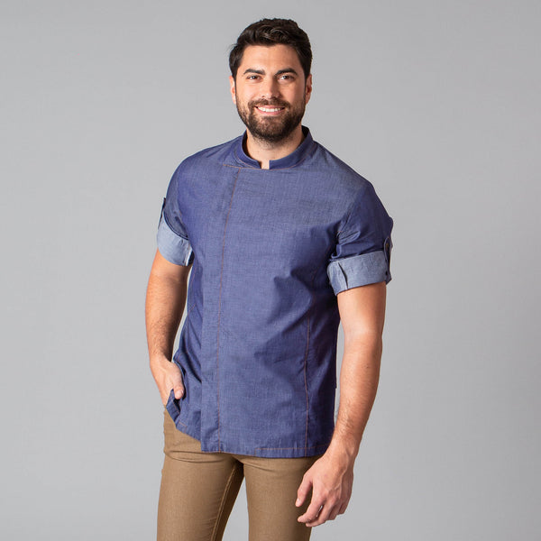 JALECA UNISSEXO MATHEUS JEANS-Cambraia Azul - 832-XS-RAG-Tailors-Fardas-e-Uniformes-Vestuario-Pro
