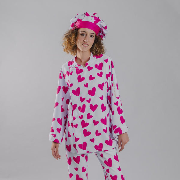 Jaleca Unisexo Agatha Heart Mix-Corações Rosa-XS-RAG-Tailors-Fardas-e-Uniformes-Vestuario-Pro
