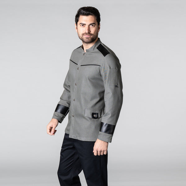 Jaleca Unissexo Robie-Denim Cinza - 825-S-RAG-Tailors-Fardas-e-Uniformes-Vestuario-Pro