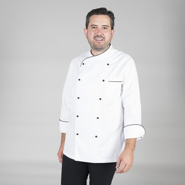 Jaleca Unissexo Vienna C/ Vivo-Preto - 1-S-RAG-Tailors-Fardas-e-Uniformes-Vestuario-Pro