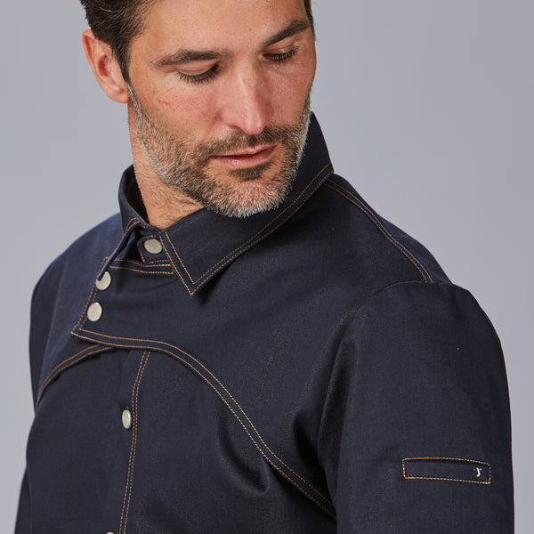 Jaleca de Cozinha Homem Prieto em Denim com Bolsos e Fecho de Molas-RAG-Tailors-Fardas-e-Uniformes-Vestuario-Pro