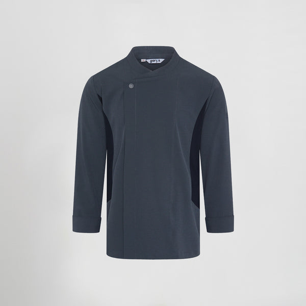 Jaleca de Cozinha Unissexo Bielástica Ruiz Cinzenta-RAG-Tailors-Fardas-e-Uniformes-Vestuario-Pro