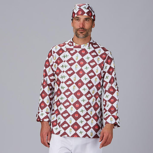 Jaleca de Cozinha Unissexo Estampada Vazquez em Algodão Orgânico-RAG-Tailors-Fardas-e-Uniformes-Vestuario-Pro