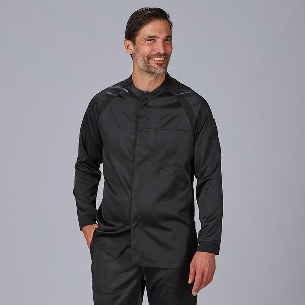 Jaleca de Cozinha Unissexo com Manga Raglã Rubio-Negro-XS-RAG-Tailors-Fardas-e-Uniformes-Vestuario-Pro