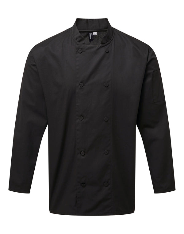 Jaleca de chef de cozinha manga comprida Coolchecker®-Black-XS-RAG-Tailors-Fardas-e-Uniformes-Vestuario-Pro