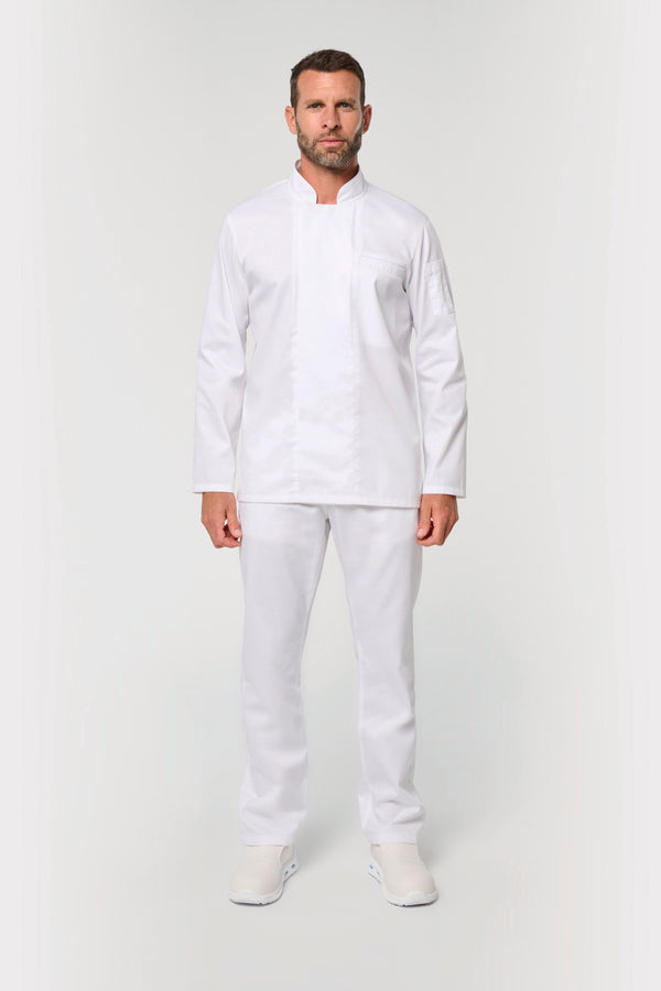 Jaleca de chef eco-responsável e respirável de manga comprida unissexo-RAG-Tailors-Fardas-e-Uniformes-Vestuario-Pro