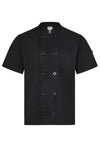 Jaleca de cozinha de manga curta com fecho cruzado-Preto - 00-XS-RAG-Tailors-Fardas-e-Uniformes-Vestuario-Pro