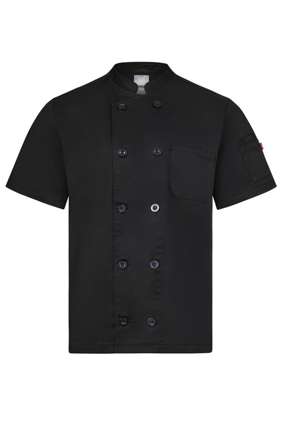 Jaleca de cozinha de manga curta com fecho cruzado-Preto - 00-XS-RAG-Tailors-Fardas-e-Uniformes-Vestuario-Pro