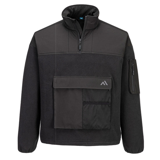KX3 Sweatshirt Polar com Gola Alta e 1/4 Fecho-Preto-S-RAG-Tailors-Fardas-e-Uniformes-Vestuario-Pro