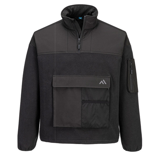 KX3 Sweatshirt Polar com Gola Alta e 1/4 Fecho-Preto-S-RAG-Tailors-Fardas-e-Uniformes-Vestuario-Pro