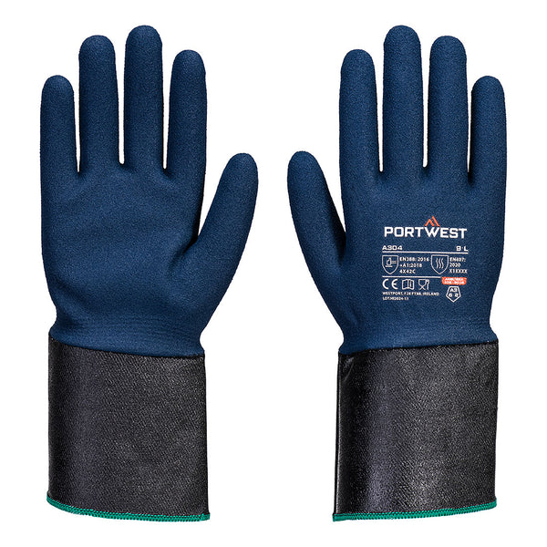 Luva Grip C13 de espuma de nitrilo com punho extensível-Cinzento/azul-XS-RAG-Tailors-Fardas-e-Uniformes-Vestuario-Pro