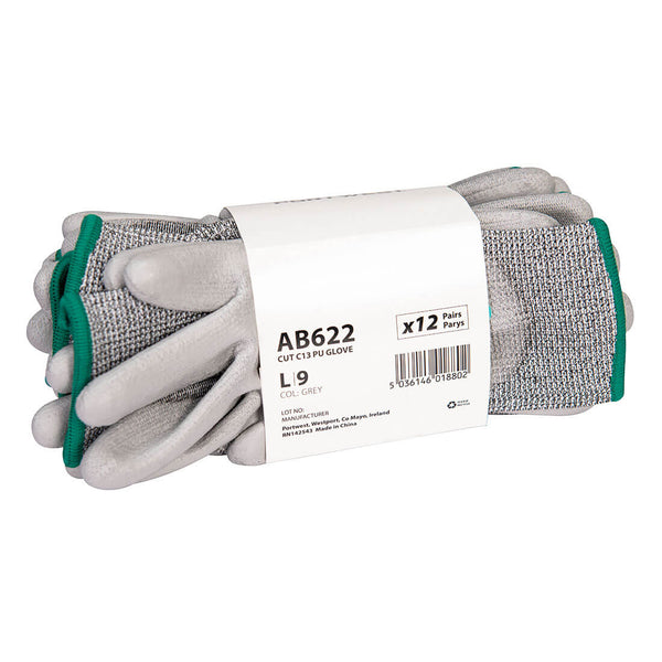 Luva PU Cut (Corte) C13 - Essential Multipack (Pk12)-Cinzento-S-RAG-Tailors-Fardas-e-Uniformes-Vestuario-Pro
