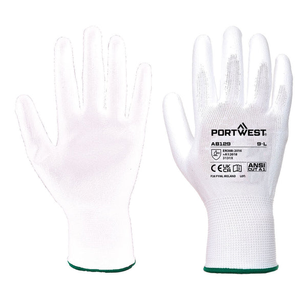 Luva com palma em PU (288 pares)-Branco-XS-RAG-Tailors-Fardas-e-Uniformes-Vestuario-Pro