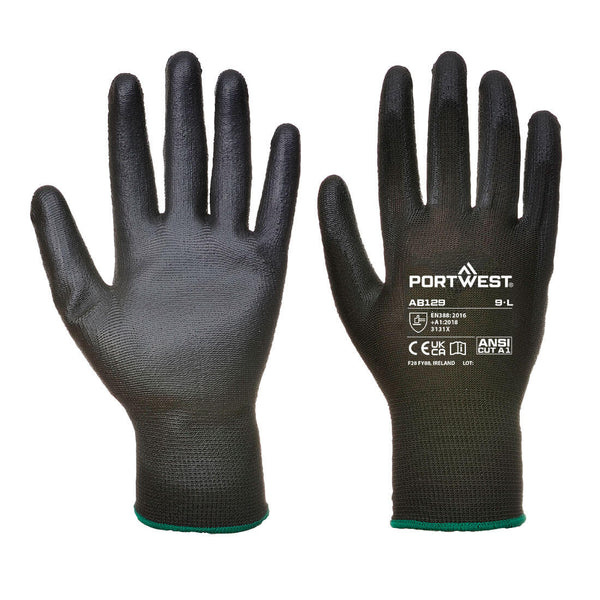 Luva com palma em PU (288 pares)-Preto-XS-RAG-Tailors-Fardas-e-Uniformes-Vestuario-Pro
