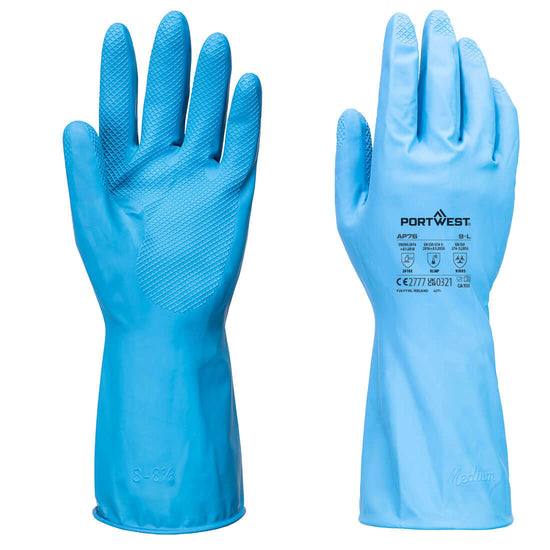 Luva de látex leve FD Chemical B (Pk12)-Azul-S-RAG-Tailors-Fardas-e-Uniformes-Vestuario-Pro