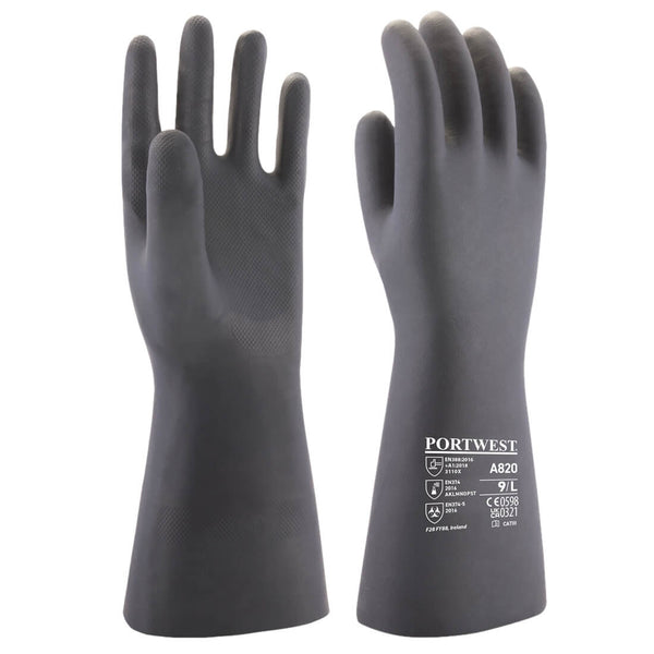 Luva neoprene para produtos quimicos-Preto-S-RAG-Tailors-Fardas-e-Uniformes-Vestuario-Pro