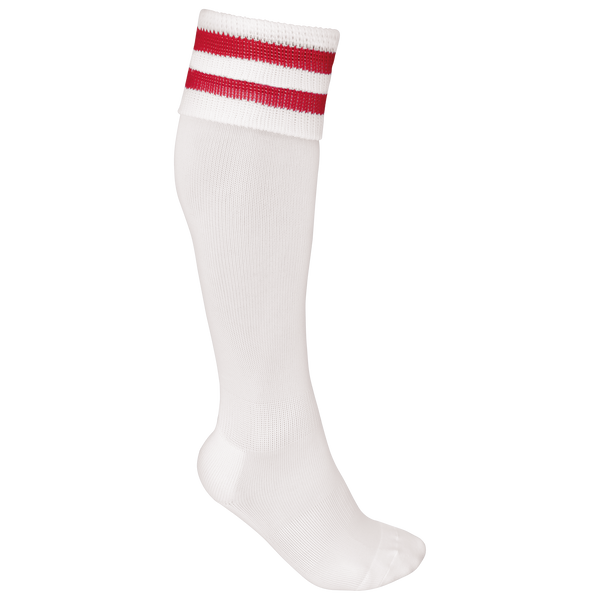 Meias de Desporto às Riscas Unissexo-Branco / Vermelho Desportivo-27/30 EU-RAG-Tailors-Fardas-e-Uniformes-Vestuario-Pro