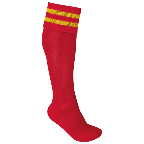 Meias de Desporto às Riscas Unissexo-Vermelho Desportivo / Amarelo Desportivo-27/30 EU-RAG-Tailors-Fardas-e-Uniformes-Vestuario-Pro
