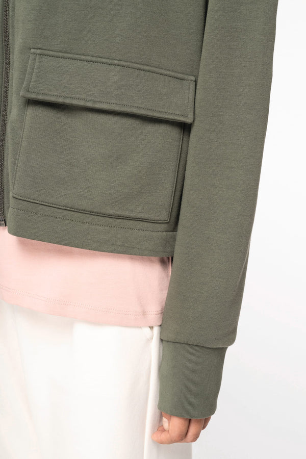 Sweatshirt Eco-responsável com Fecho e Capuz French Terry de Senhora
