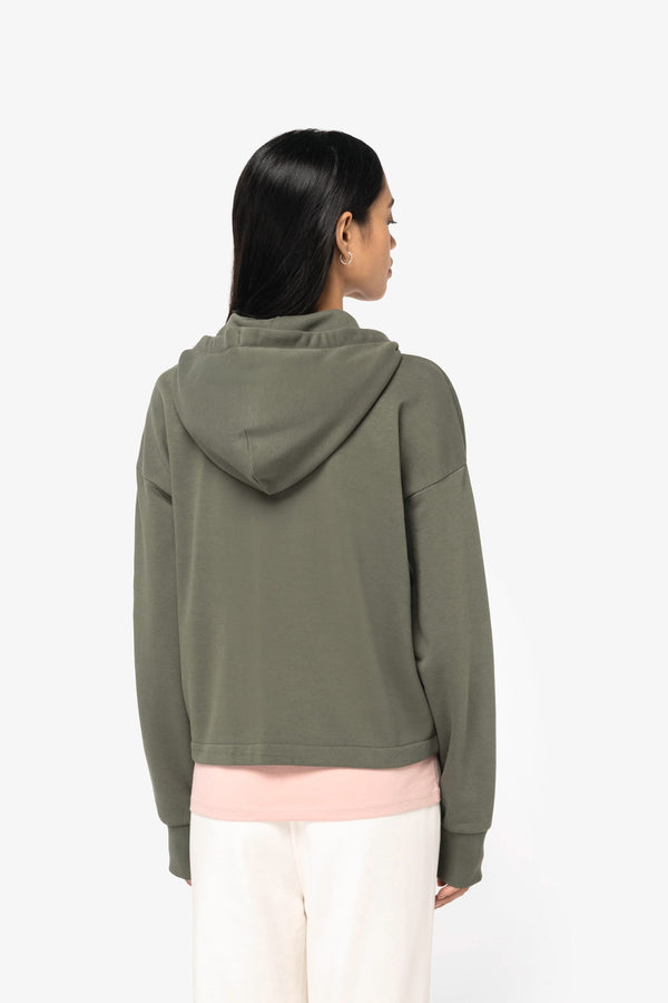 Sweatshirt Eco-responsável com Fecho e Capuz French Terry de Senhora