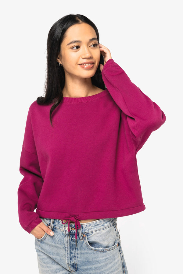 Sweatshirt Eco-responsável Decote Redondo Oversize Crop de Senhora-RAG-Tailors-Fardas-e-Uniformes-Vestuario-Pro