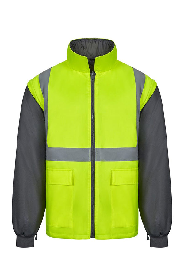 PARKA 4 EM 1 BICOLOR DE ALTA VISIBILIDADE-Amarelo / Cinza FLUORESCENTE-S-RAG-Tailors-Fardas-e-Uniformes-Vestuario-Pro