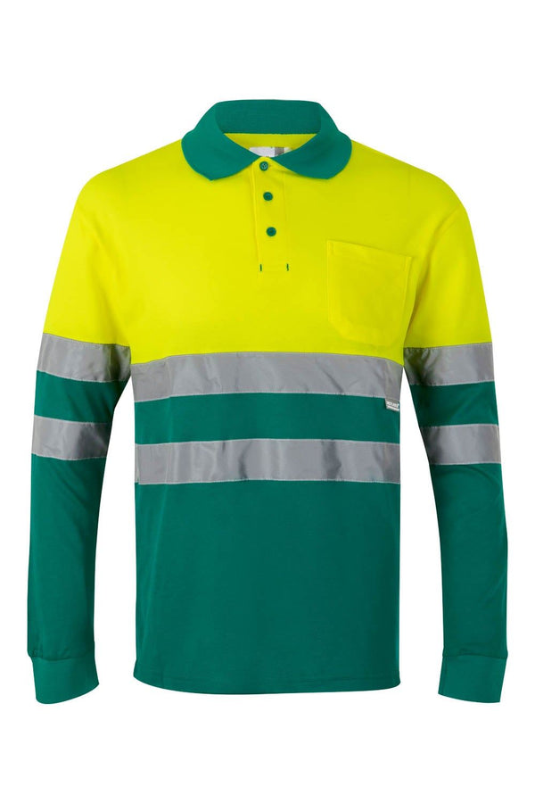 POLO ALGODAO BICOLOR MANGA COMPRIDA ALTA VISIBILIDADE-Amarelo/Verde-S-RAG-Tailors-Fardas-e-Uniformes-Vestuario-Pro