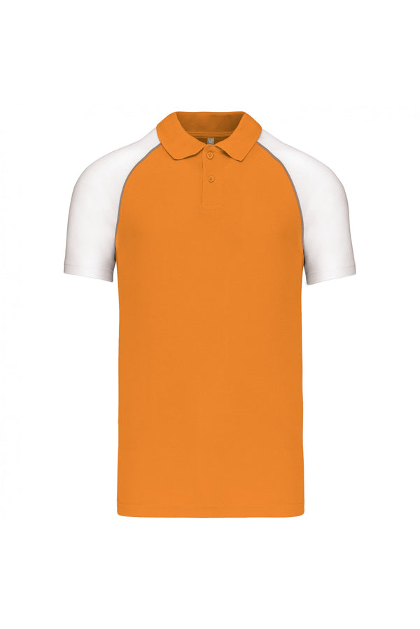 POLO BASEBALL HOMEM BICOLOR-Laranja / Branco-S-RAG-Tailors-Fardas-e-Uniformes-Vestuario-Pro