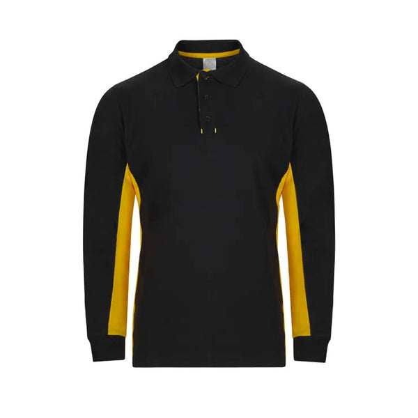 POLO BICOLOR DE MANGA COMPRIDA (1 de 2)-Preto/Amarelo-XS-RAG-Tailors-Fardas-e-Uniformes-Vestuario-Pro