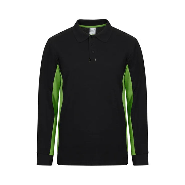 POLO BICOLOR DE MANGA COMPRIDA (1 de 2)-Preto/Verde Lima-XS-RAG-Tailors-Fardas-e-Uniformes-Vestuario-Pro