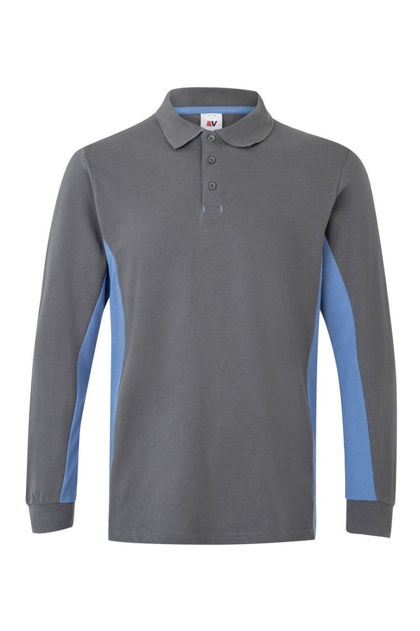 POLO BICOLOR DE MANGA COMPRIDA-Cinza/azul Celeste - 08/05-XS-RAG-Tailors-Fardas-e-Uniformes-Vestuario-Pro