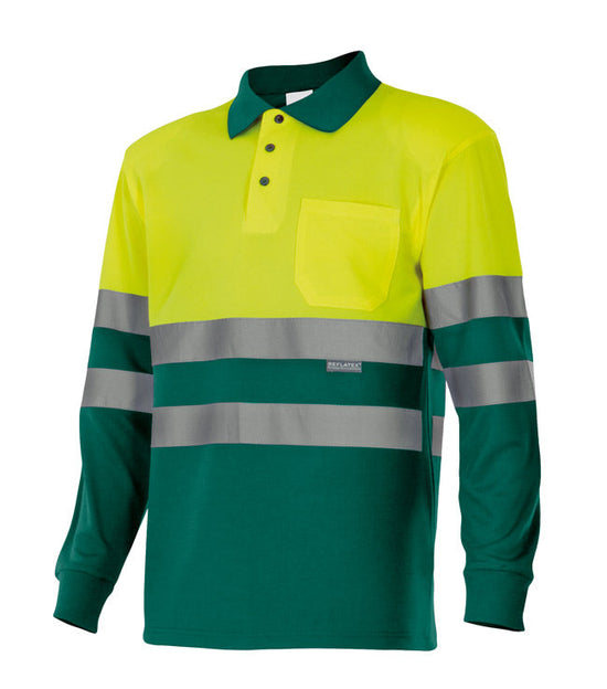 POLO BICOLOR DE MANGA COMPRIDA DE ALTA VISIBILIDADE-RAG-Tailors-Fardas-e-Uniformes-Vestuario-Pro