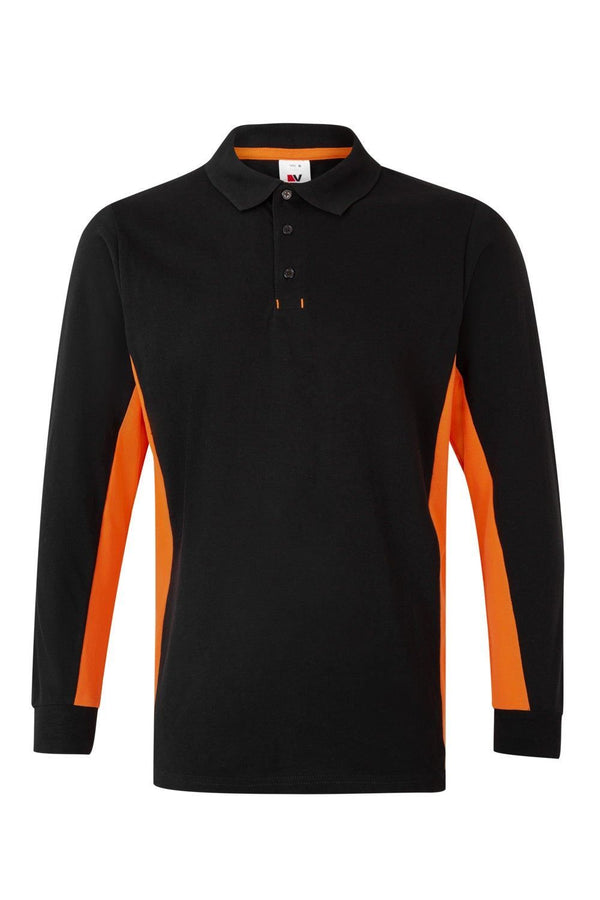 POLO BICOLOR DE MANGA COMPRIDA-Preto/laranja - 00/16-XS-RAG-Tailors-Fardas-e-Uniformes-Vestuario-Pro