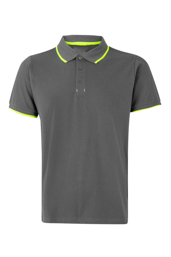 POLO VIVOS BICOLOR DE MANGA CURTA-Cinza/Amarelo Fluorescente-XS-RAG-Tailors-Fardas-e-Uniformes-Vestuario-Pro