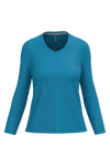 T-shirt de manga comprida decote em V para senhora-Azul Tropical-L-RAG-Tailors-Fardas-e-Uniformes-Vestuario-Pro