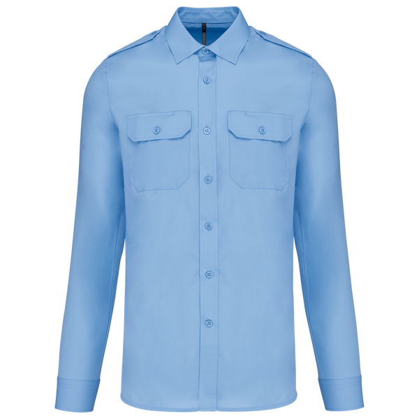 Camisa piloto de homem de manga comprida-Sky Azul-S-RAG-Tailors-Fardas-e-Uniformes-Vestuario-Pro