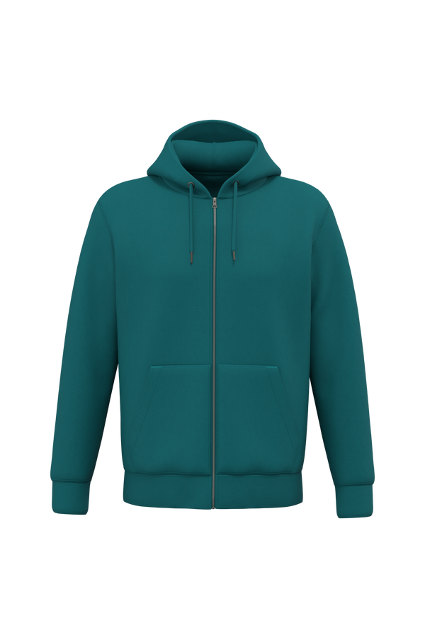 Sweatshirt com Fecho e Capuz Unissexo-Verde Pavão-2XS-RAG-Tailors-Fardas-e-Uniformes-Vestuario-Pro