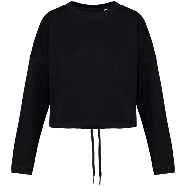 Sweatshirt Eco-responsável Decote Redondo Oversize Crop de Senhora-Preto-XS-RAG-Tailors-Fardas-e-Uniformes-Vestuario-Pro